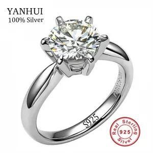 100% Real Solid Silver Wedding Rings for Women Set 8mm Sona CZ Diamant Engagement Ring 925 Pure Silver Rings Fine Jewelry JZR025