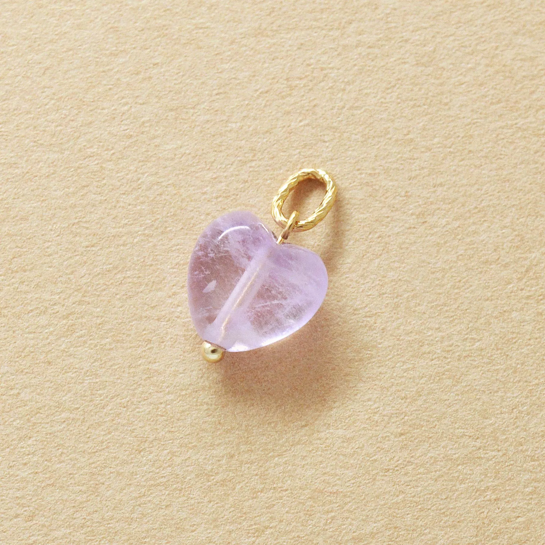 10K Amethyst Heart Necklace Charm (Yellow Gold)