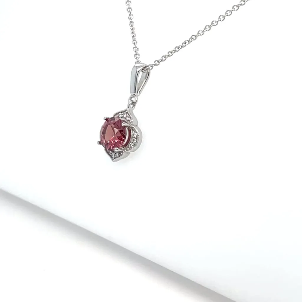 1.13 Orange Tanzanian Sapphire 14k White Gold Pendant With Accent Diamonds Regard Jewelry Austin Texas