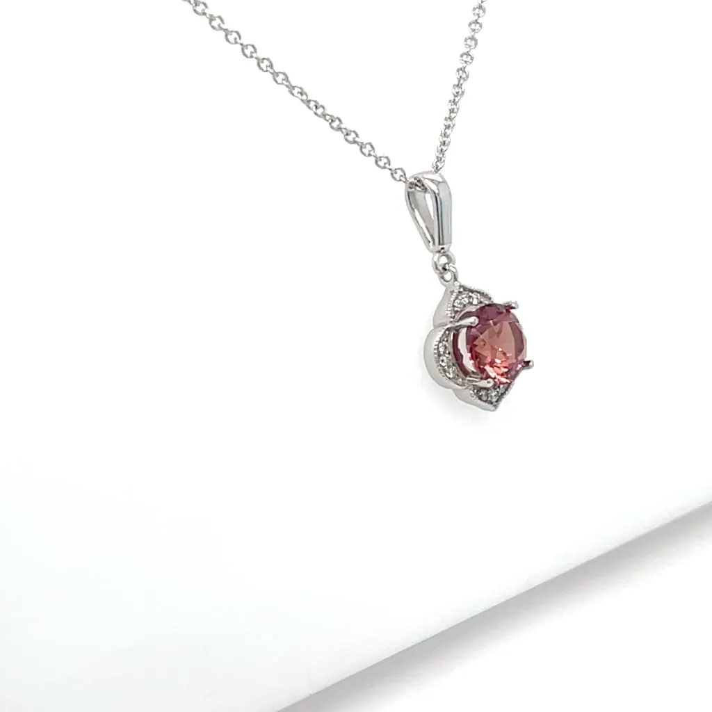 1.13 Orange Tanzanian Sapphire 14k White Gold Pendant With Accent Diamonds Regard Jewelry Austin Texas