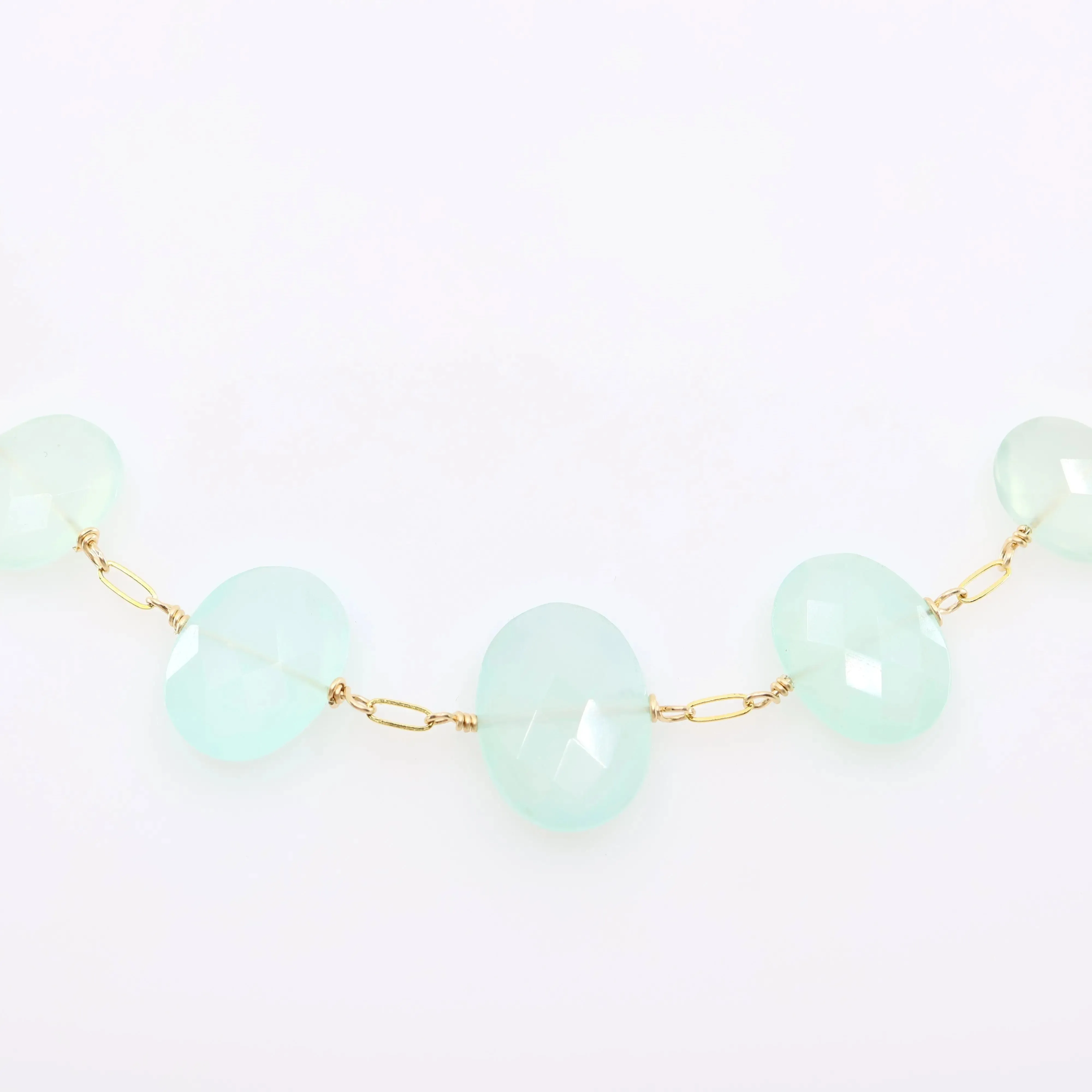 5 Drop Oval Cut Aqua Chalcedony Necklace