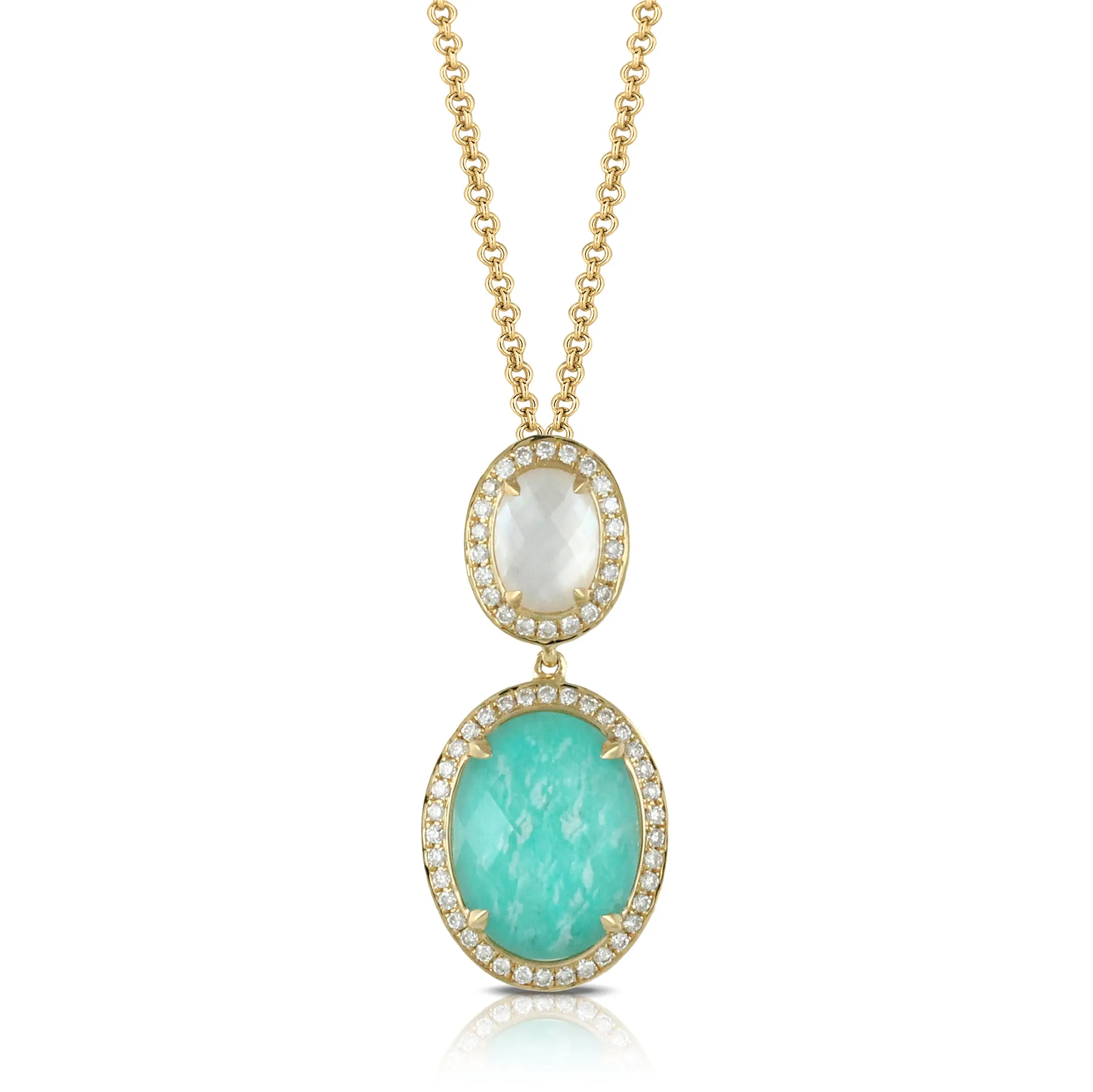 Amazonite, Mother of Pearl, Quartz & Diamond Necklace