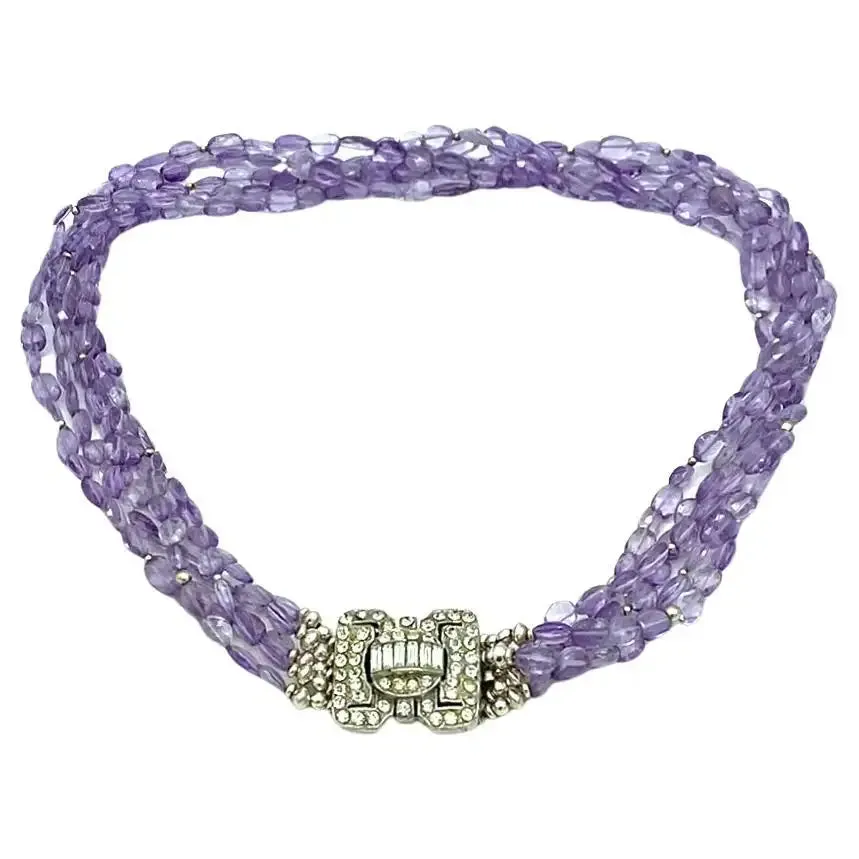Amethyst Necklace with Art Deco Clasp
