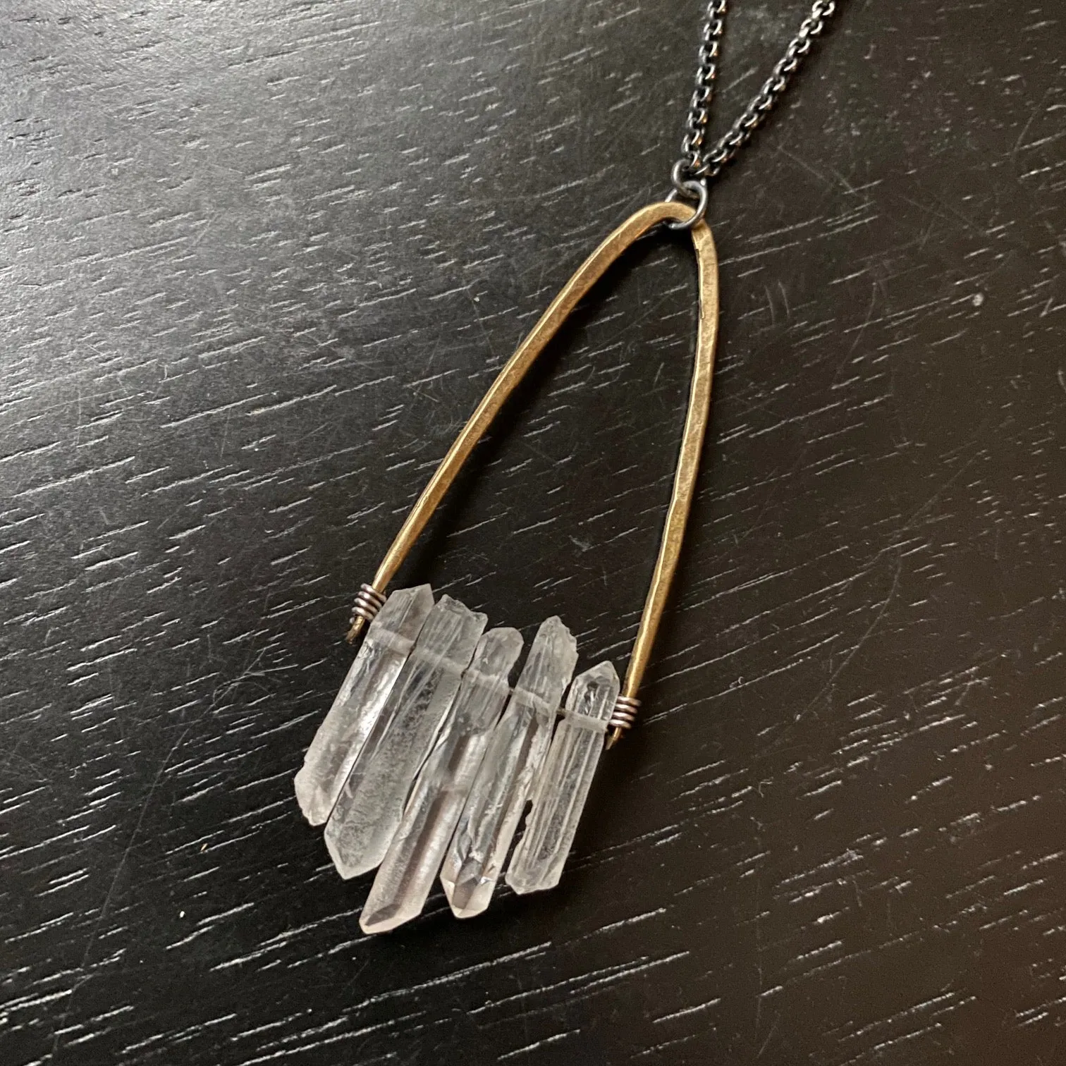 Angled Long Quartz Cluster Necklace