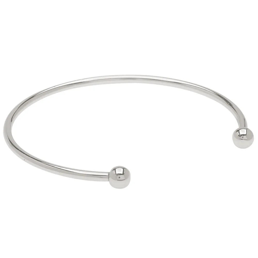 Bangle Cuff Bracelet, Medium For Europen Style Large Hole Beads with Screw Ends, Silver Tone (1 Piece)