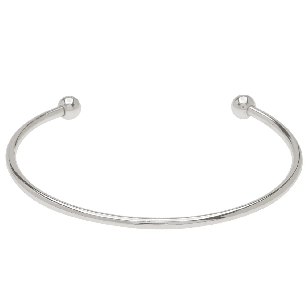 Bangle Cuff Bracelet, Medium For Europen Style Large Hole Beads with Screw Ends, Silver Tone (1 Piece)