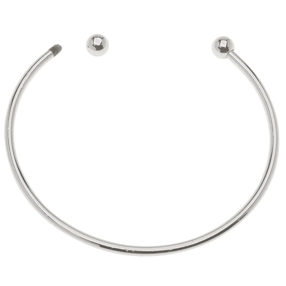 Bangle Cuff Bracelet, Medium For Europen Style Large Hole Beads with Screw Ends, Silver Tone (1 Piece)
