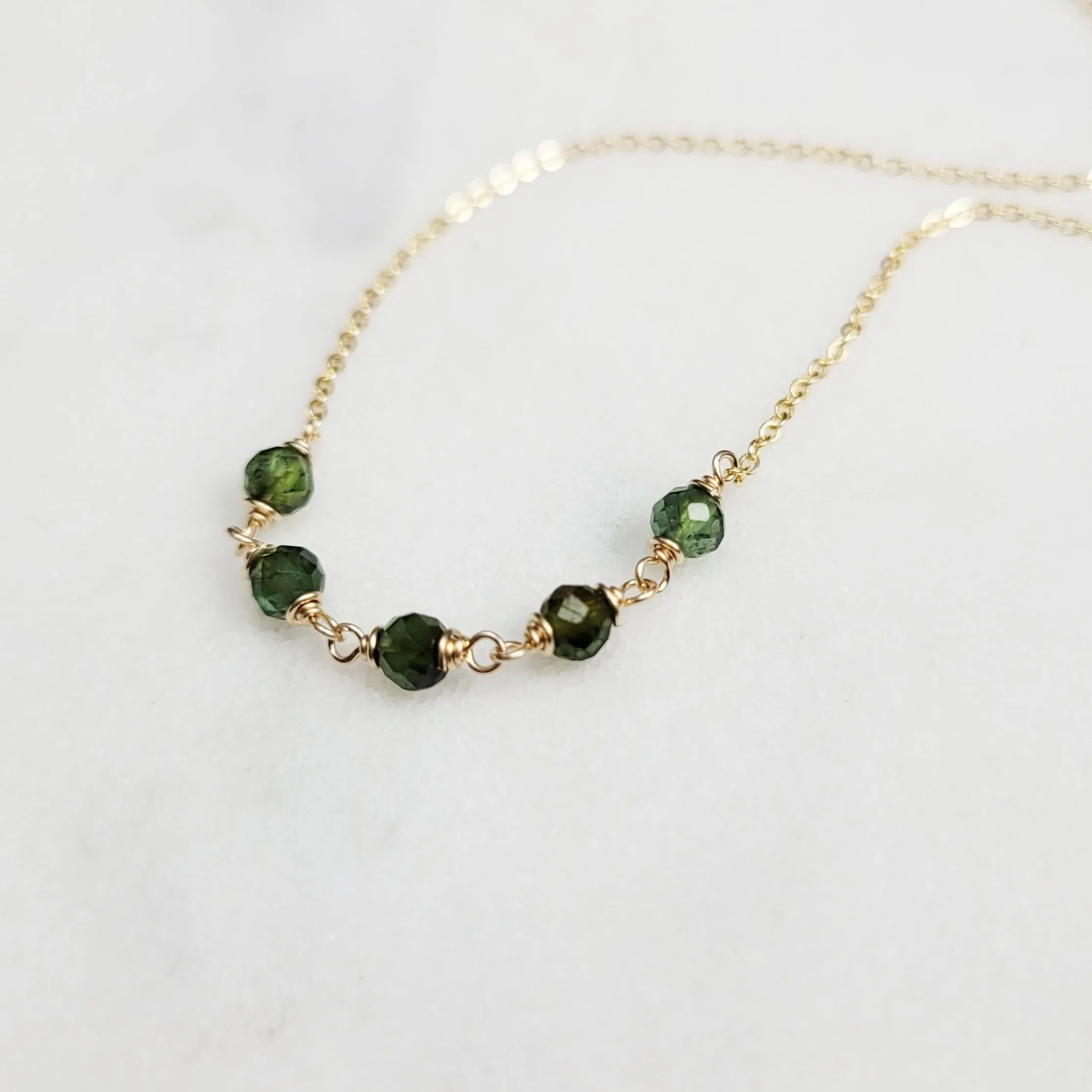 Beaded Green Tourmaline Necklace