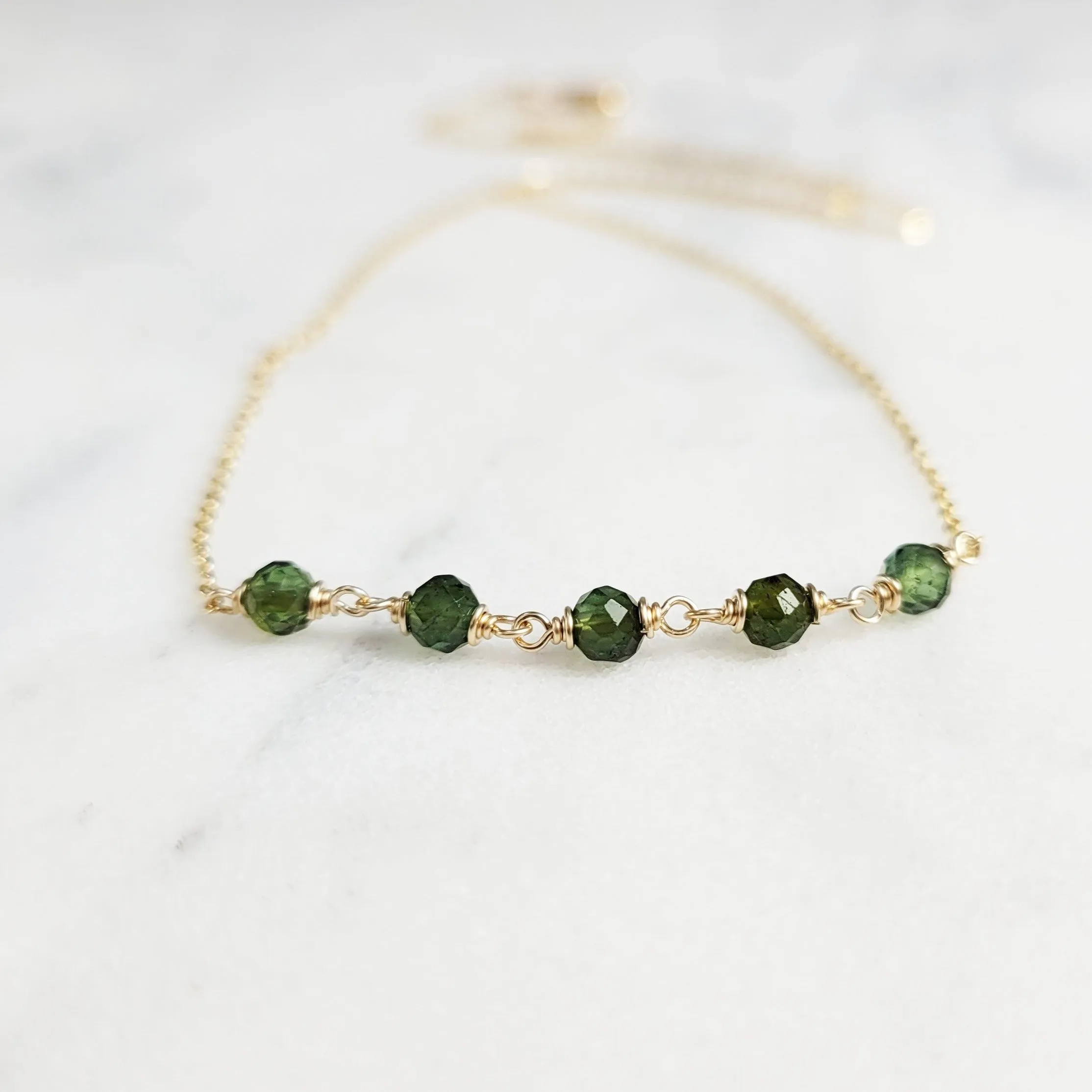 Beaded Green Tourmaline Necklace