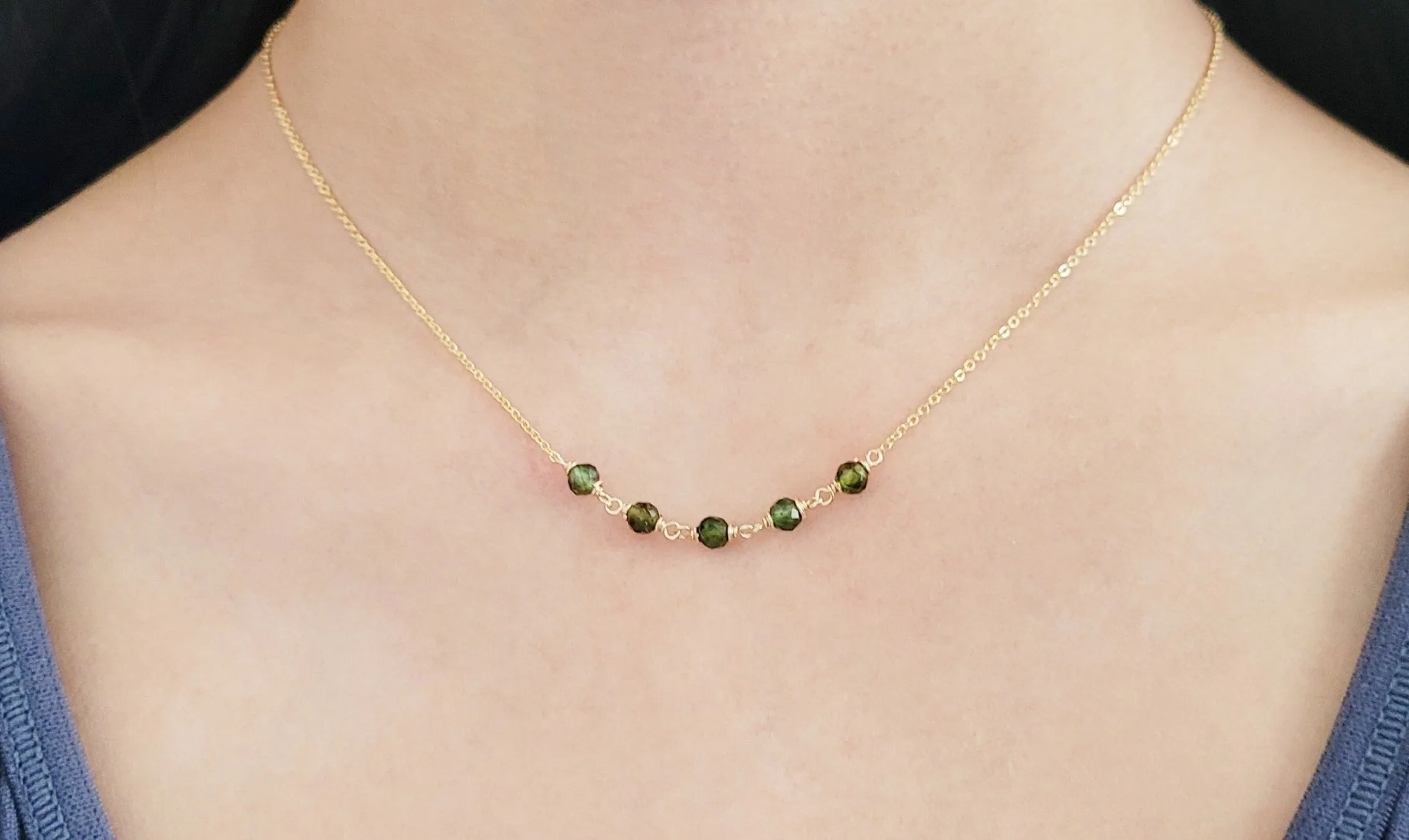 Beaded Green Tourmaline Necklace