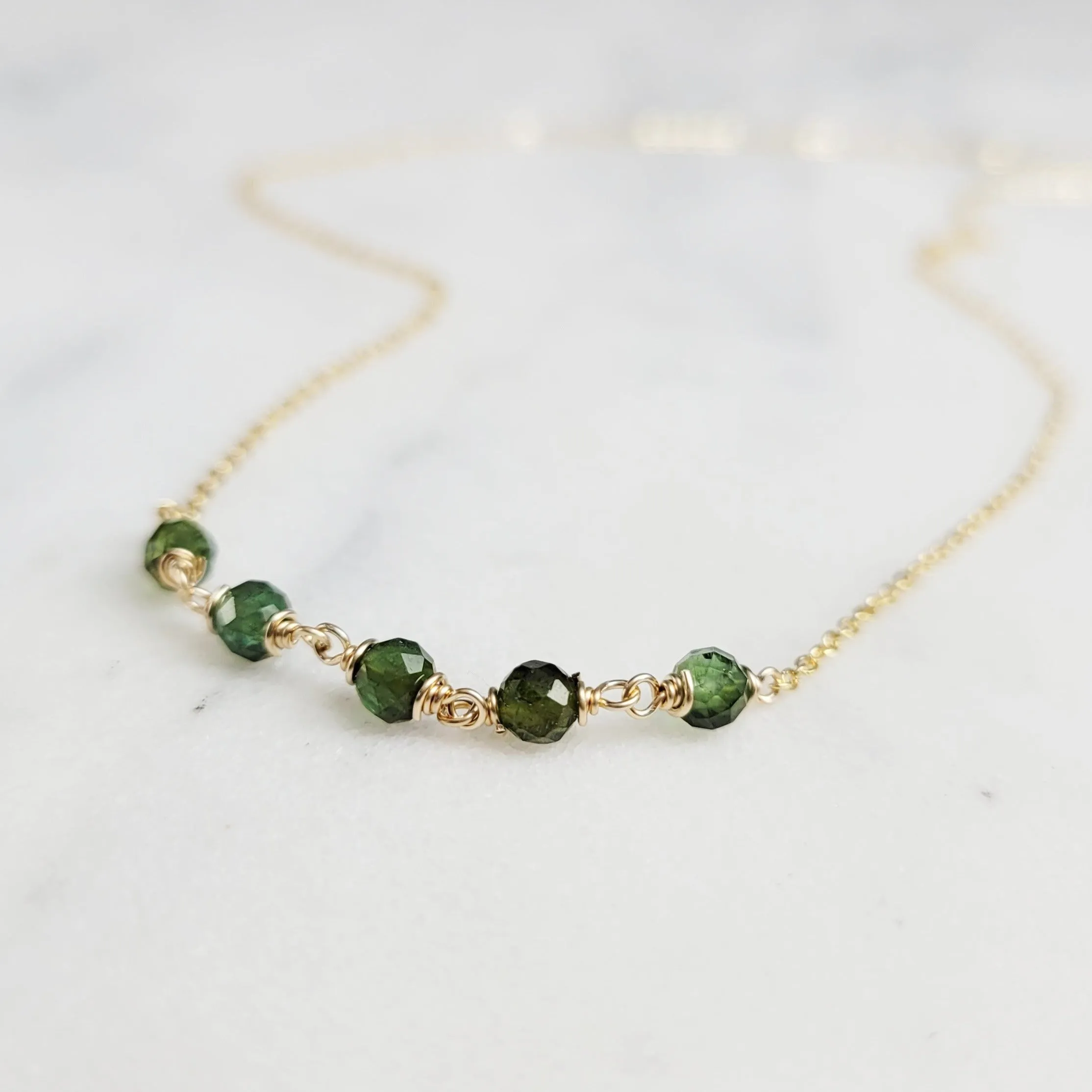 Beaded Green Tourmaline Necklace