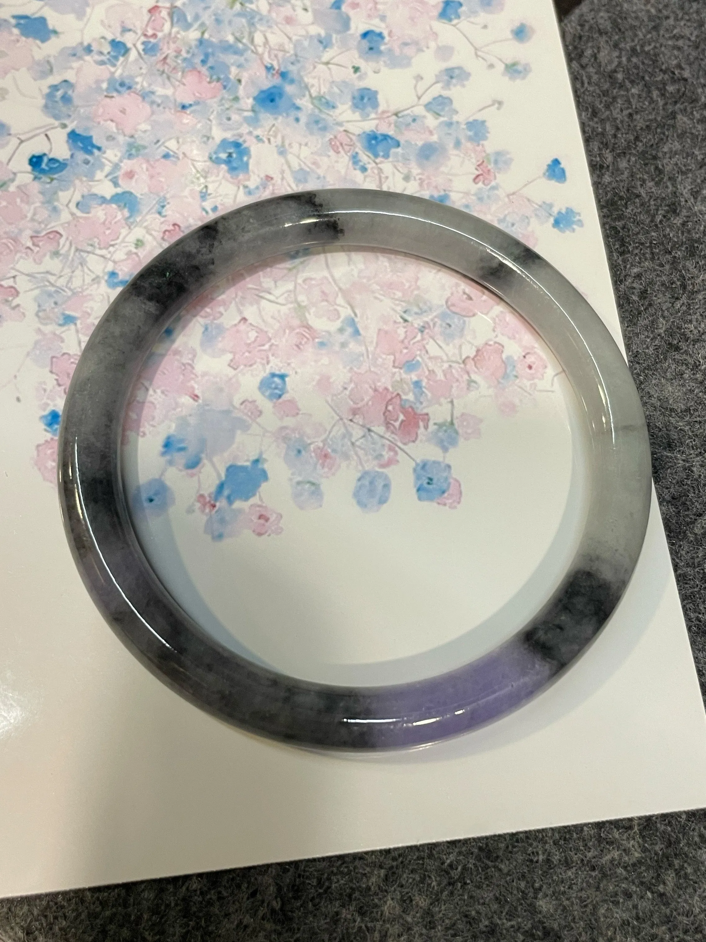 Black With Lavender Jade Bangle | 59mm (NJBA175)