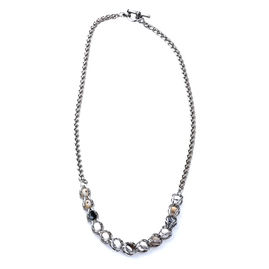 Captured Chain Maille Necklace Kit - White Porcelain Agate