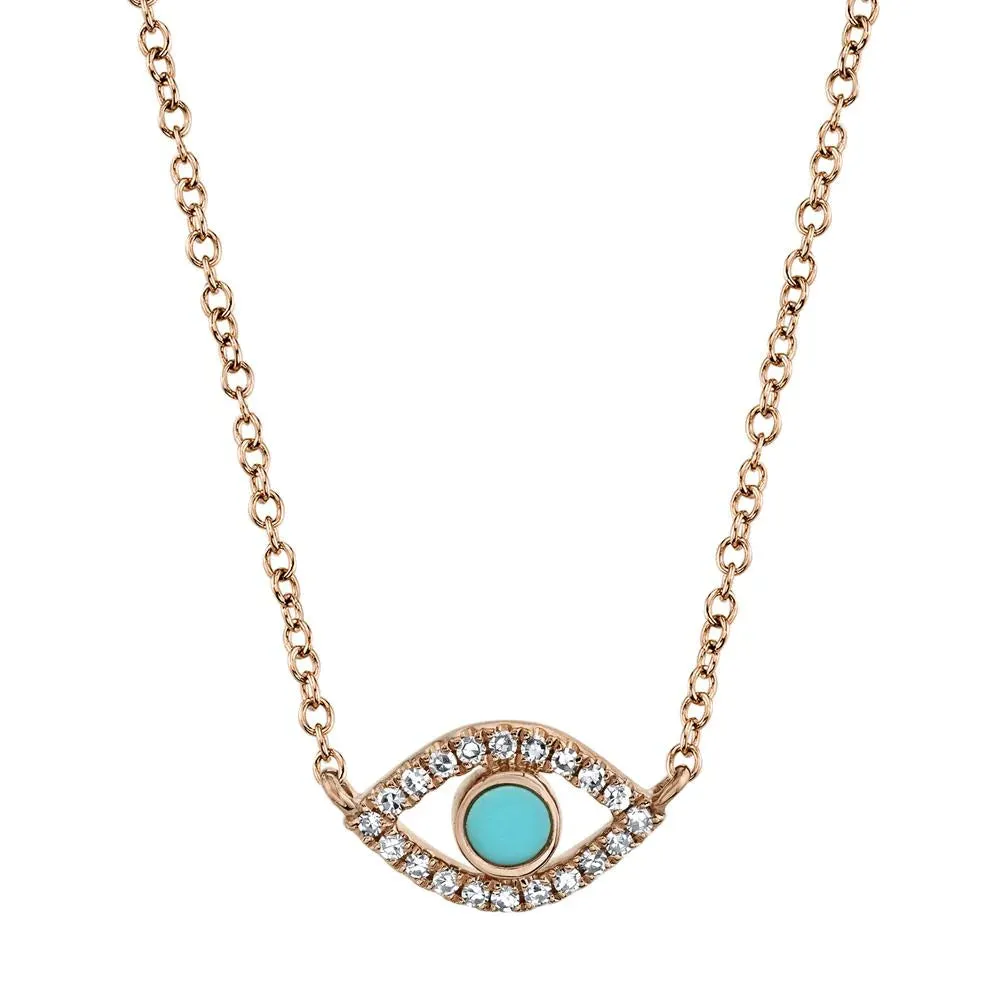 Diamond & Composite Turquoise Eye Necklace