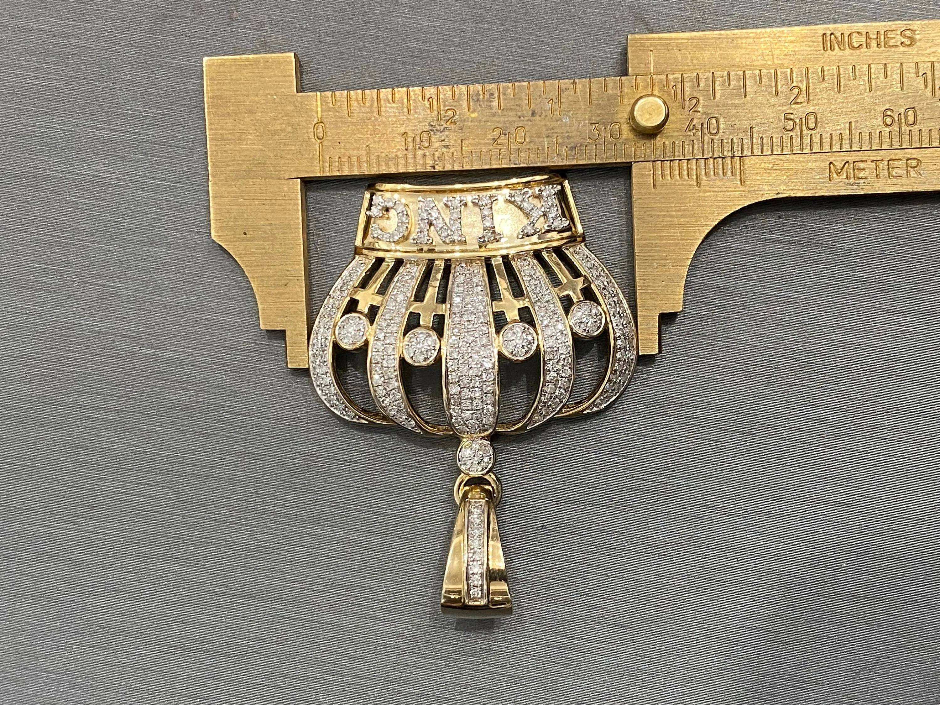 Diamond Crown King - 10K Yellow Gold Genuine Diamond Pendant Charm Crown King Power Pendant  Respect Men 1.20ct - custom jewelry