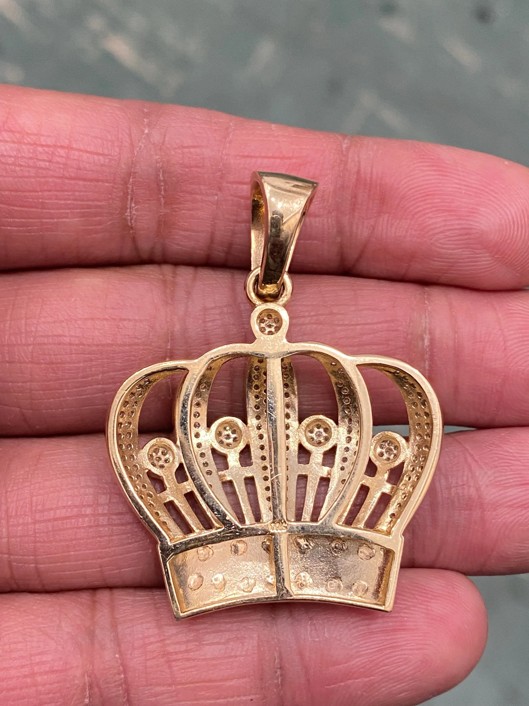 Diamond Crown King - 10K Yellow Gold Genuine Diamond Pendant Charm Crown King Power Pendant  Respect Men 1.20ct - custom jewelry
