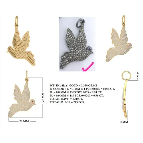 Diamond Pigeon Symbol Pendant