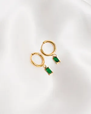 Emerald Hoop Earrings