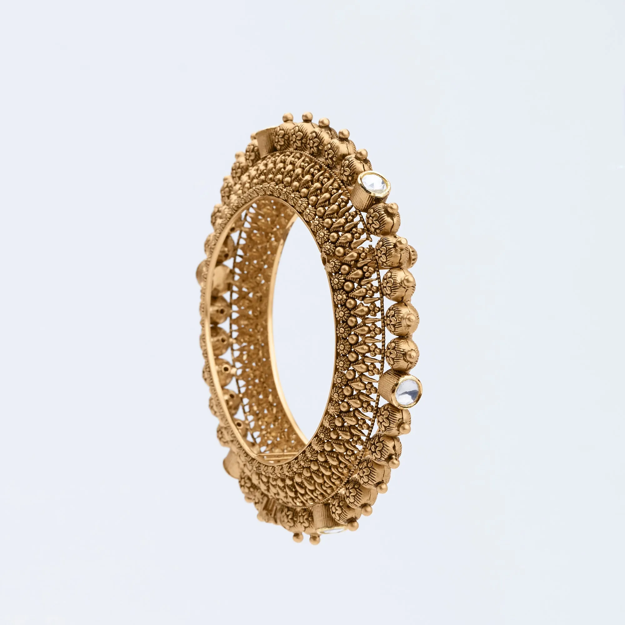 Filigree Gold Bangle with Mirror Details