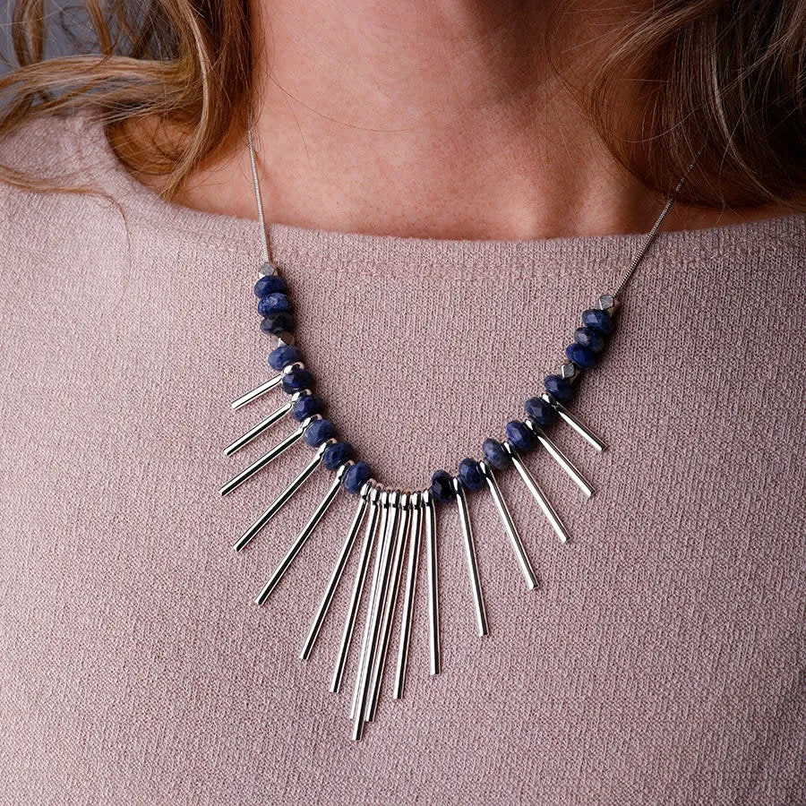 Gemstone Pendant Flare Necklace Kit - Sunset Dumortierite/Silver - Limited Edition