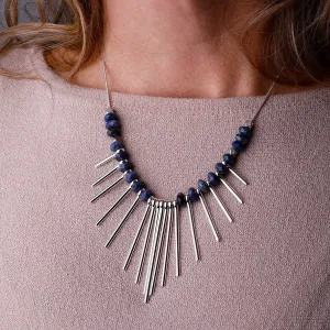 Gemstone Pendant Flare Necklace Kit - Sunset Dumortierite/Silver - Limited Edition