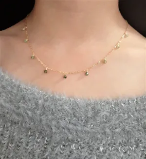 Green Tourmaline Ombre Drop Choker Necklace