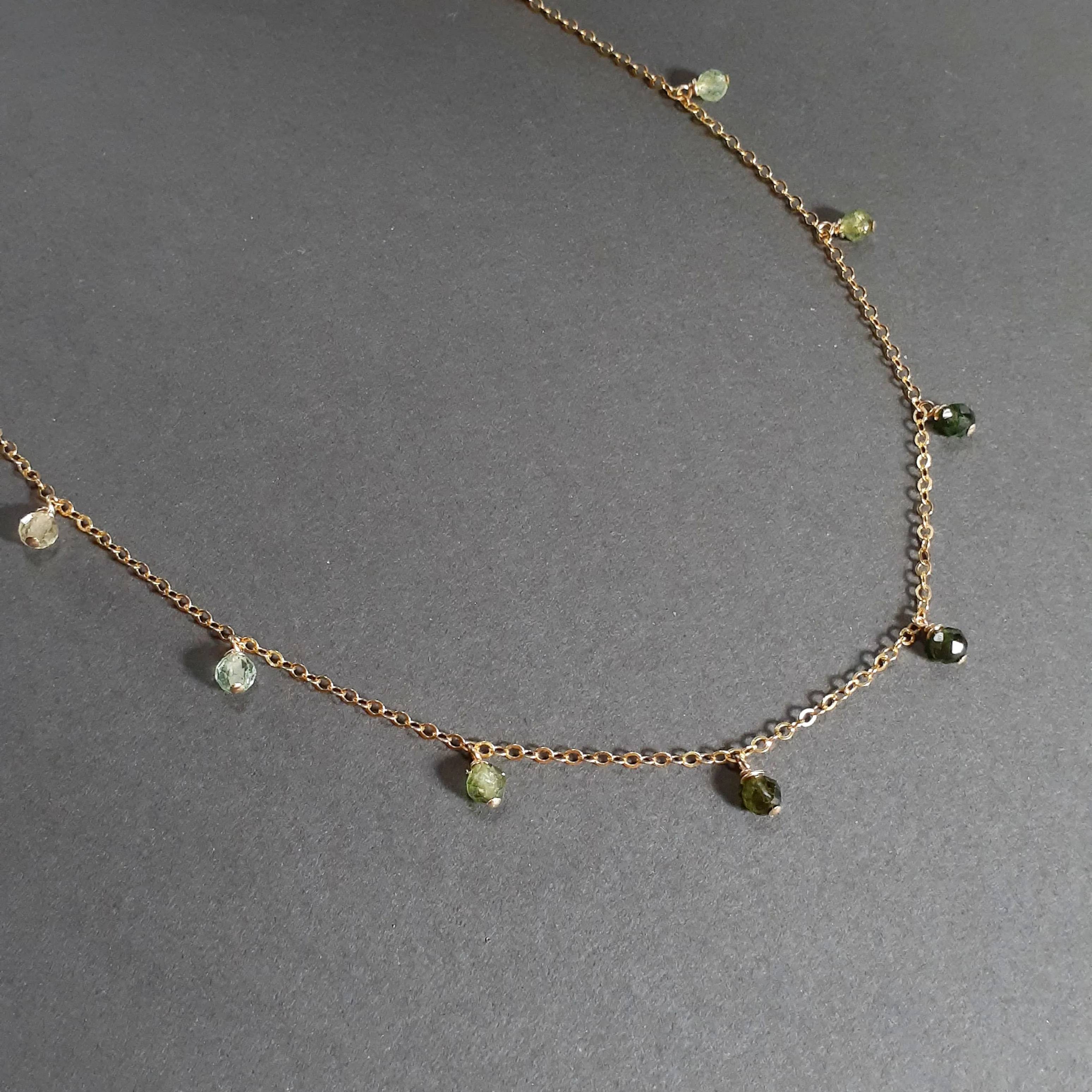 Green Tourmaline Ombre Drop Choker Necklace