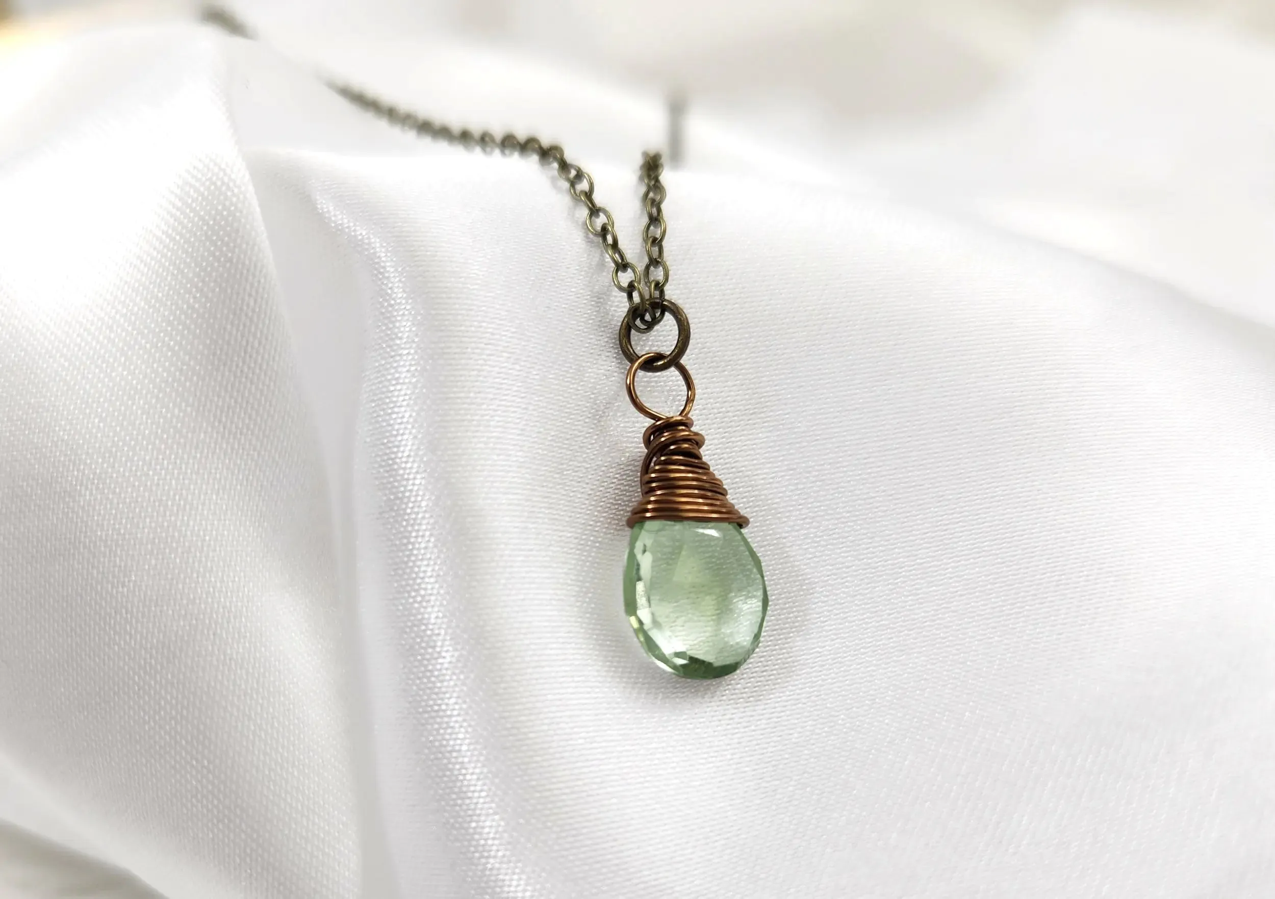 GreenAmethyst Teardrop Necklace
