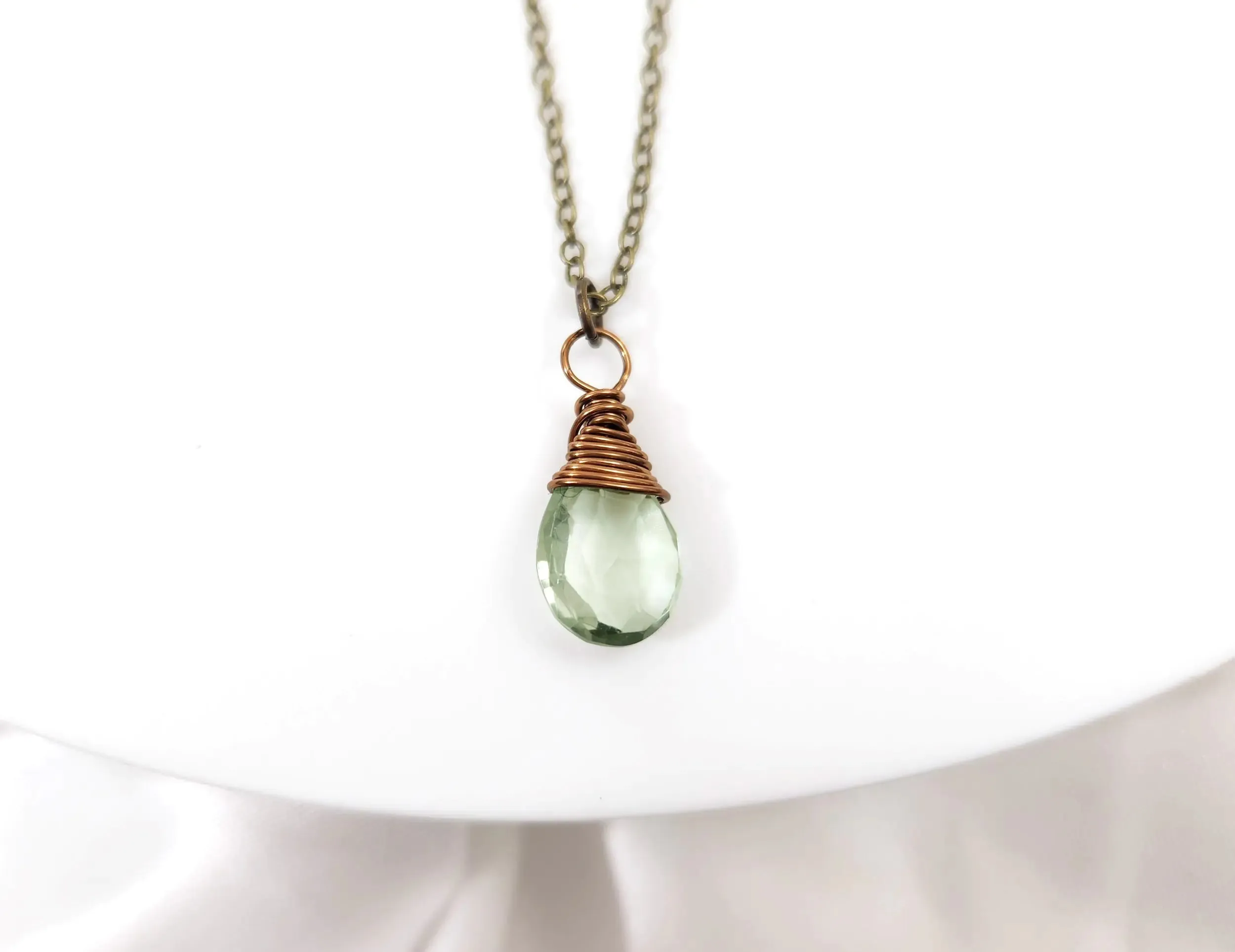 GreenAmethyst Teardrop Necklace