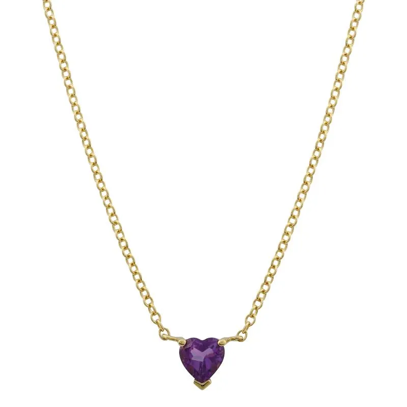 Heart Shaped Amethyst Prong Necklace