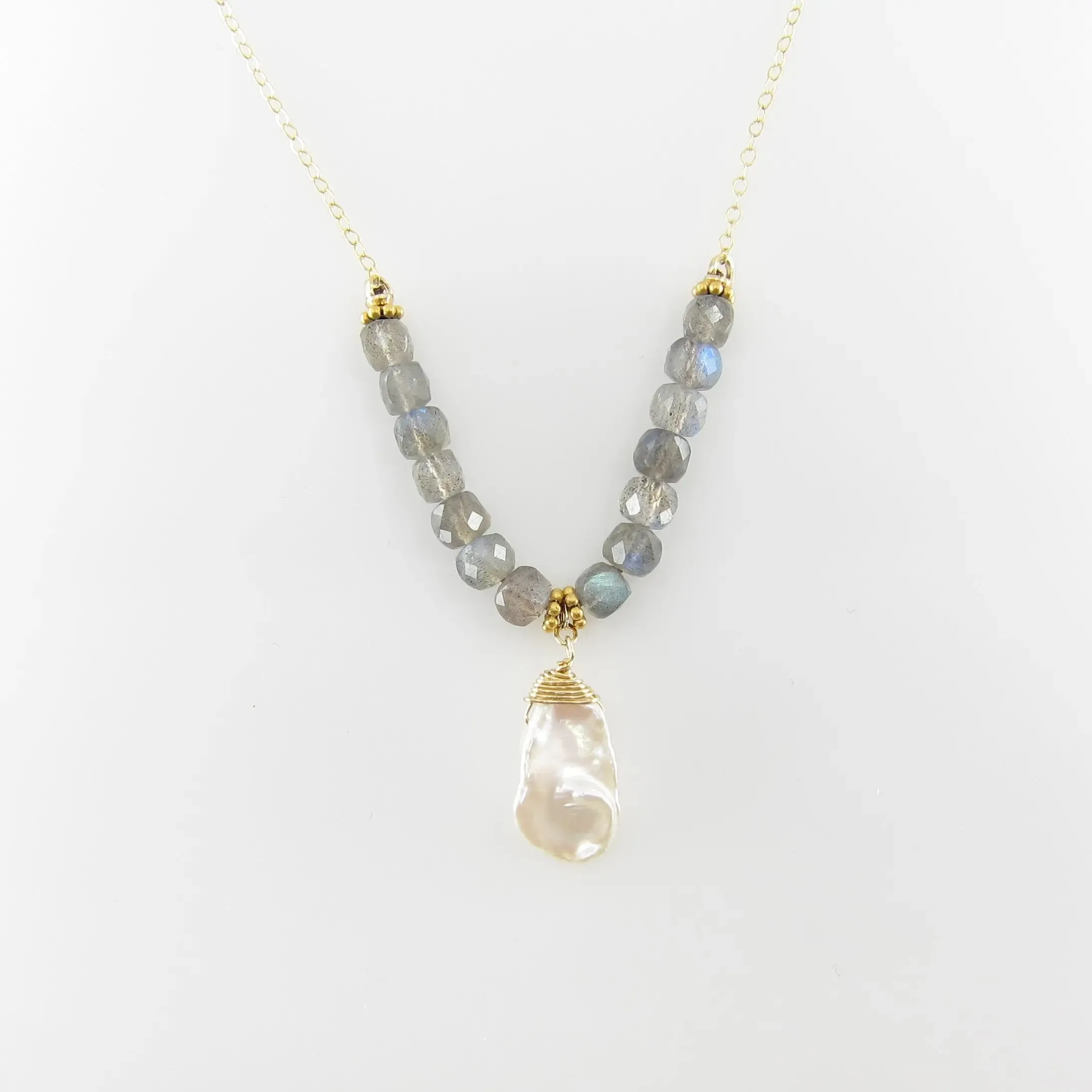 Keishi Pearl and Labradorite Necklace