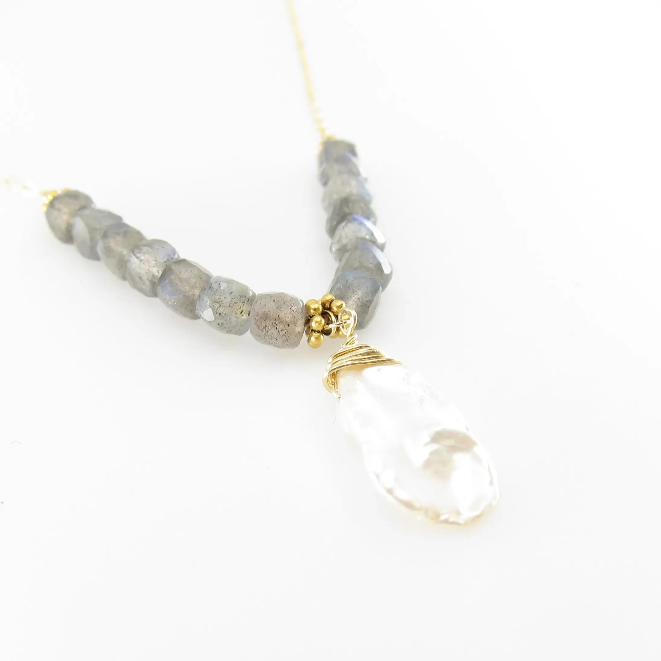 Keishi Pearl and Labradorite Necklace