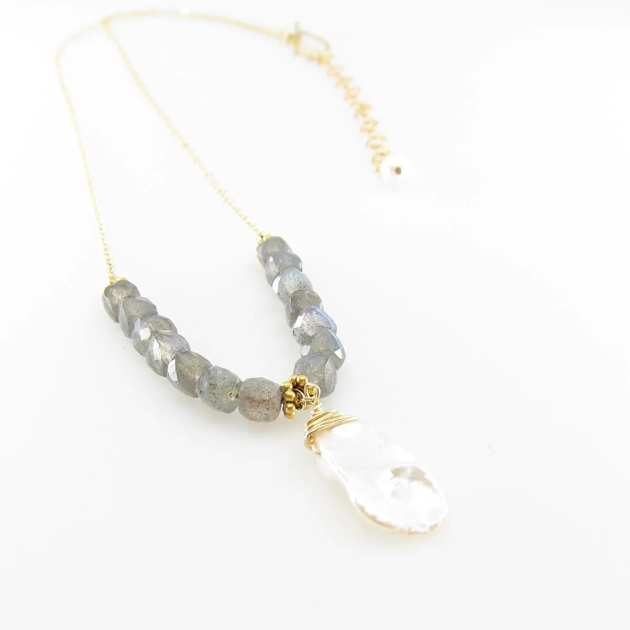 Keishi Pearl and Labradorite Necklace
