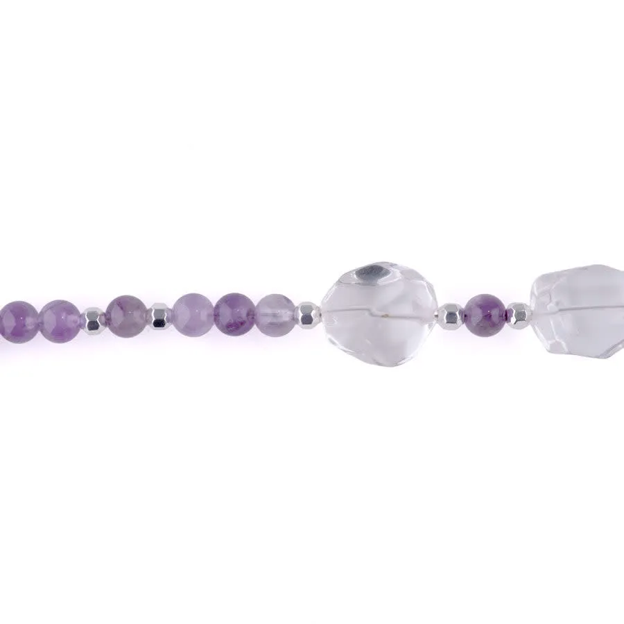 Limited Edition Crystal Quartz Nugget with Gemstones and Hematite Beads Necklace Kit - Dog Teeth Amethyst and Silver