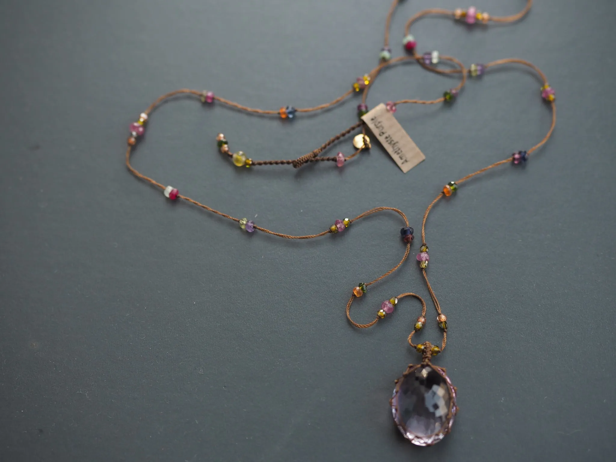 Long Tibetan Necklace - Amethyst