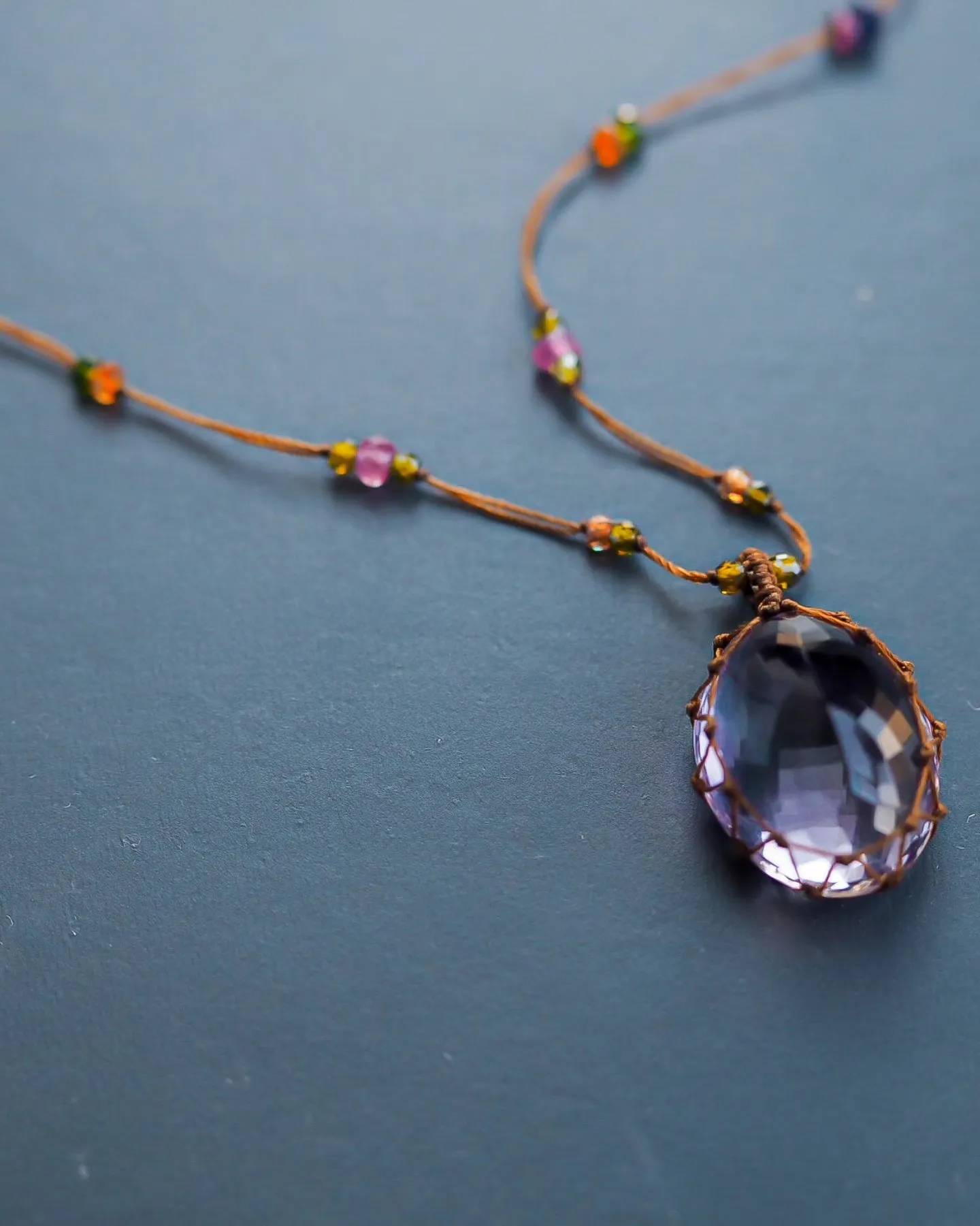 Long Tibetan Necklace - Amethyst