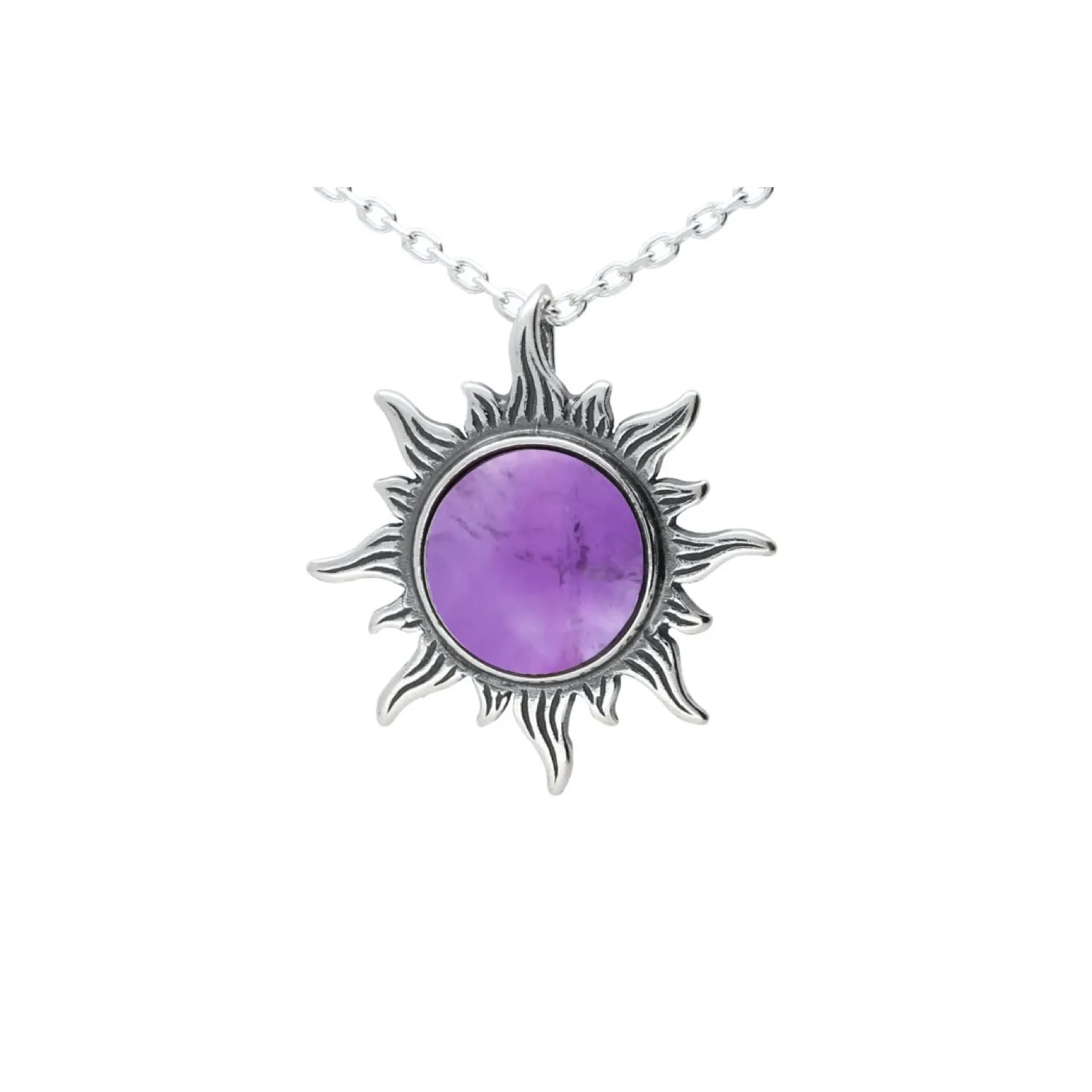 MILENA Necklace Silver and Amethyst Sun
