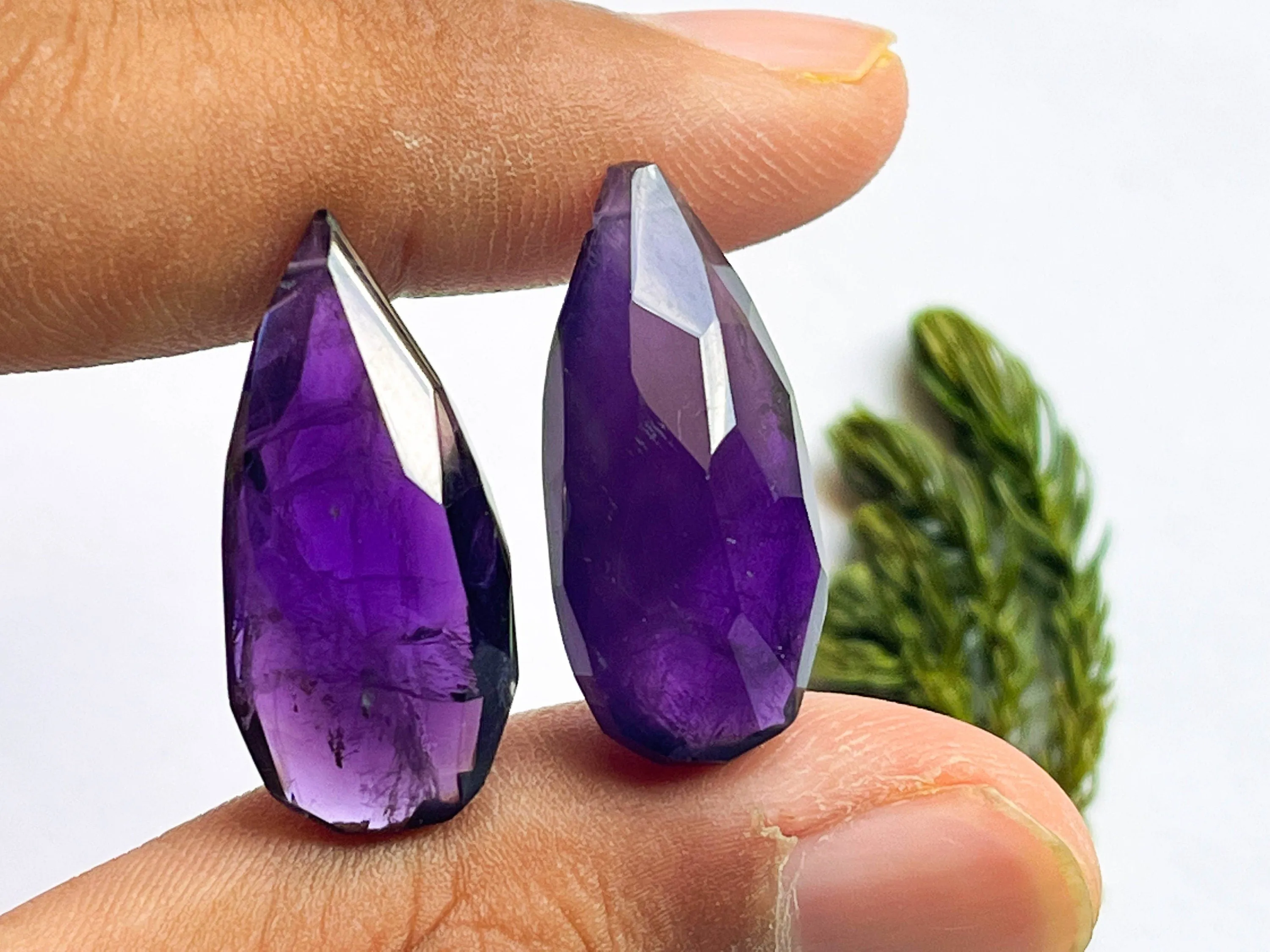 Natural Purple Amethyst Faceted Pear Drops