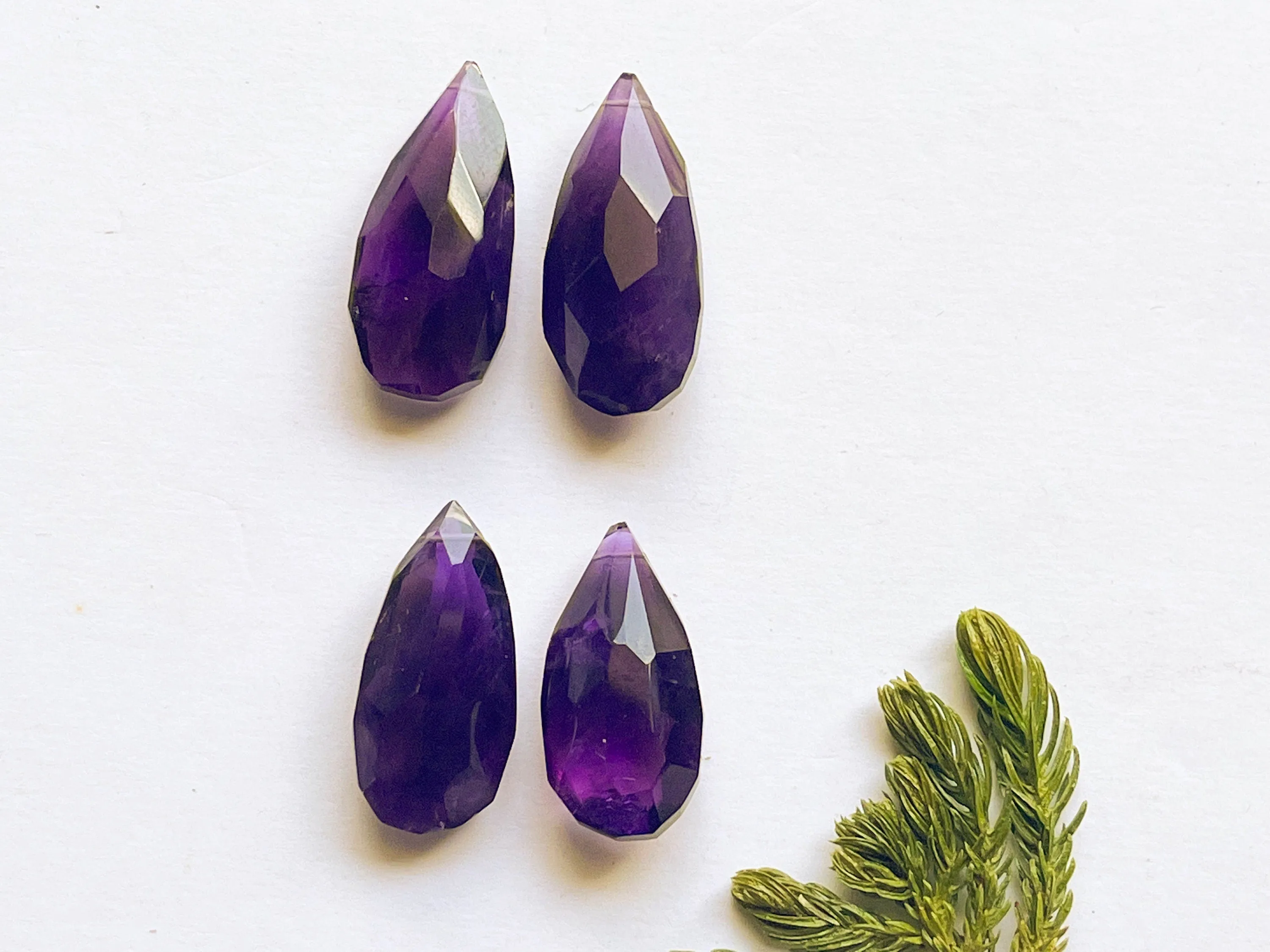 Natural Purple Amethyst Faceted Pear Drops