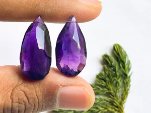Natural Purple Amethyst Faceted Pear Drops