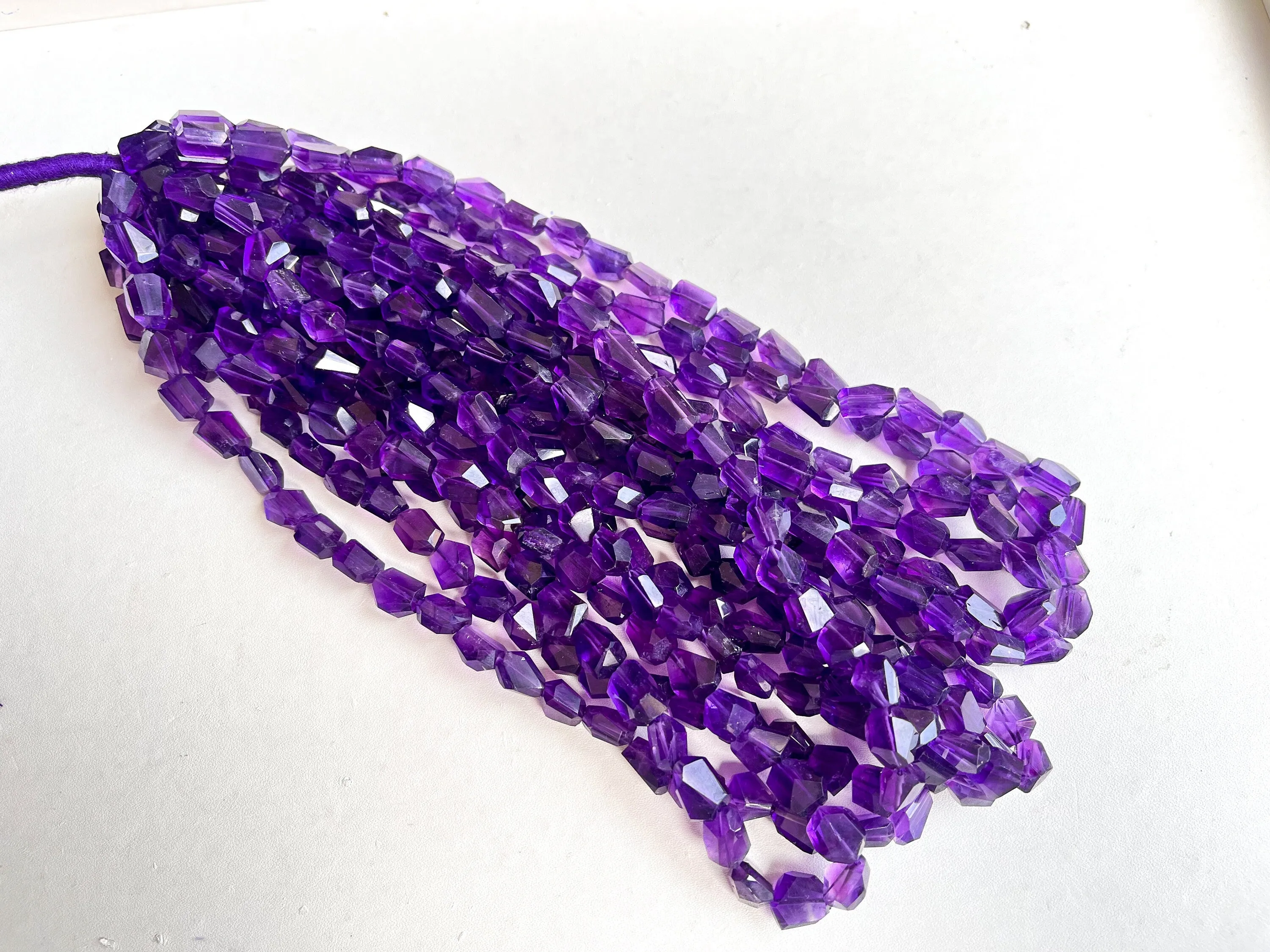 Natural Purple Amethyst faceted Tumble Shape Clear Quality Beads
