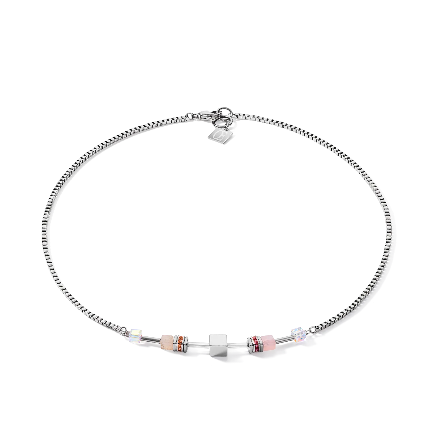 Necklace GeoCUBE® Multitask 4-in-1 summer multi pastel-silver