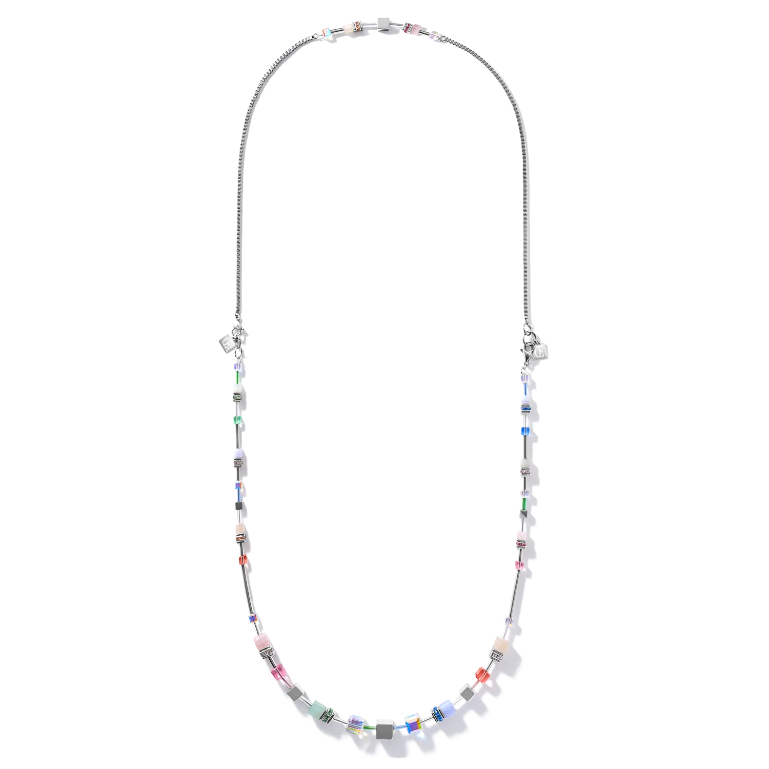 Necklace GeoCUBE® Multitask 4-in-1 summer multi pastel-silver
