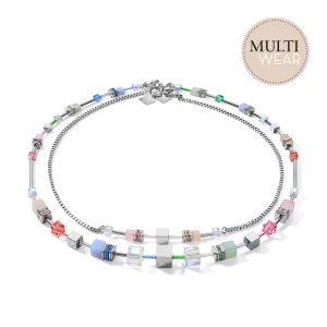 Necklace GeoCUBE® Multitask 4-in-1 summer multi pastel-silver