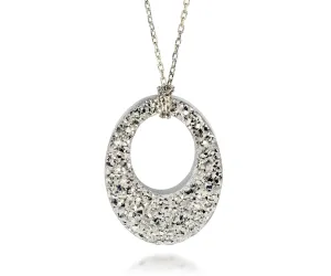 Open Oval Platinum Druzy Necklace