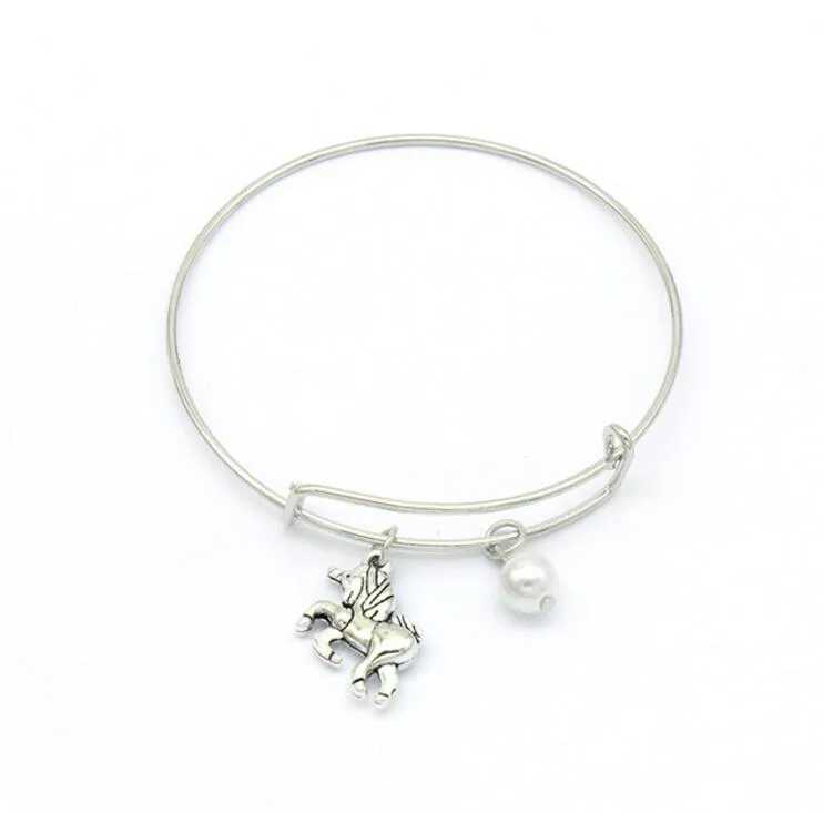 Pearl Unicorn Bangle Bracelet