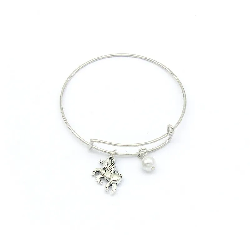 Pearl Unicorn Bangle Bracelet