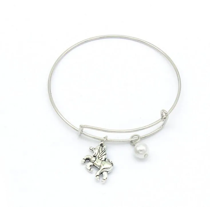 Pearl Unicorn Bangle Bracelet