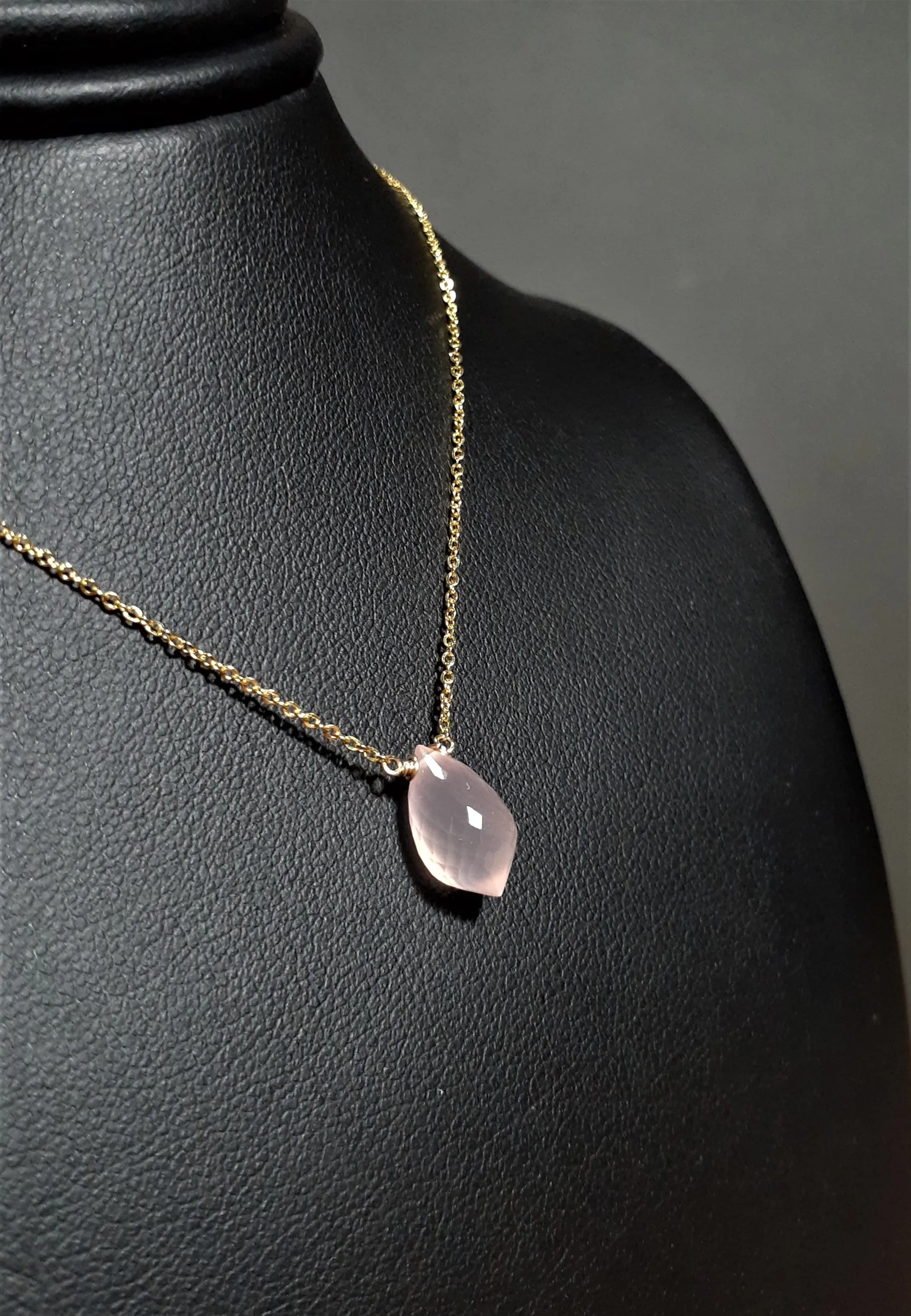 Pink Chalcedony Chandelier Pendant Necklace