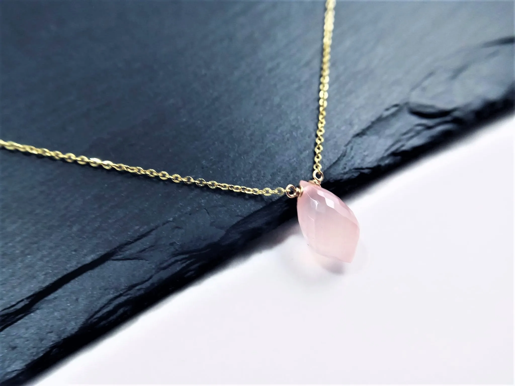 Pink Chalcedony Chandelier Pendant Necklace